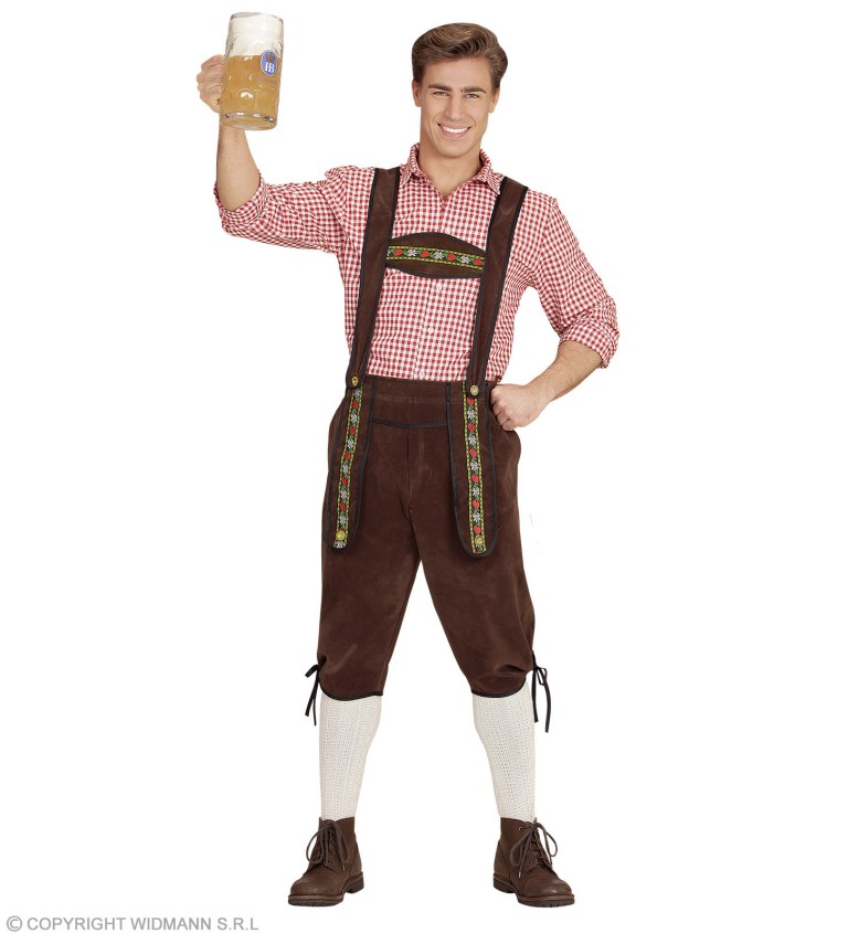 Bavorské kalhoty z pravé kůže - hnědé