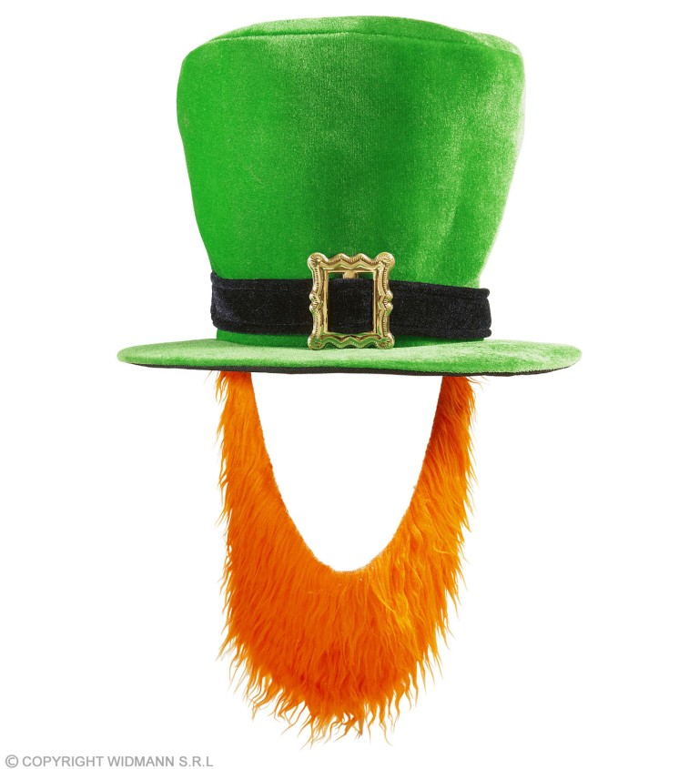Zelený klobouk s vousy st. Patrick