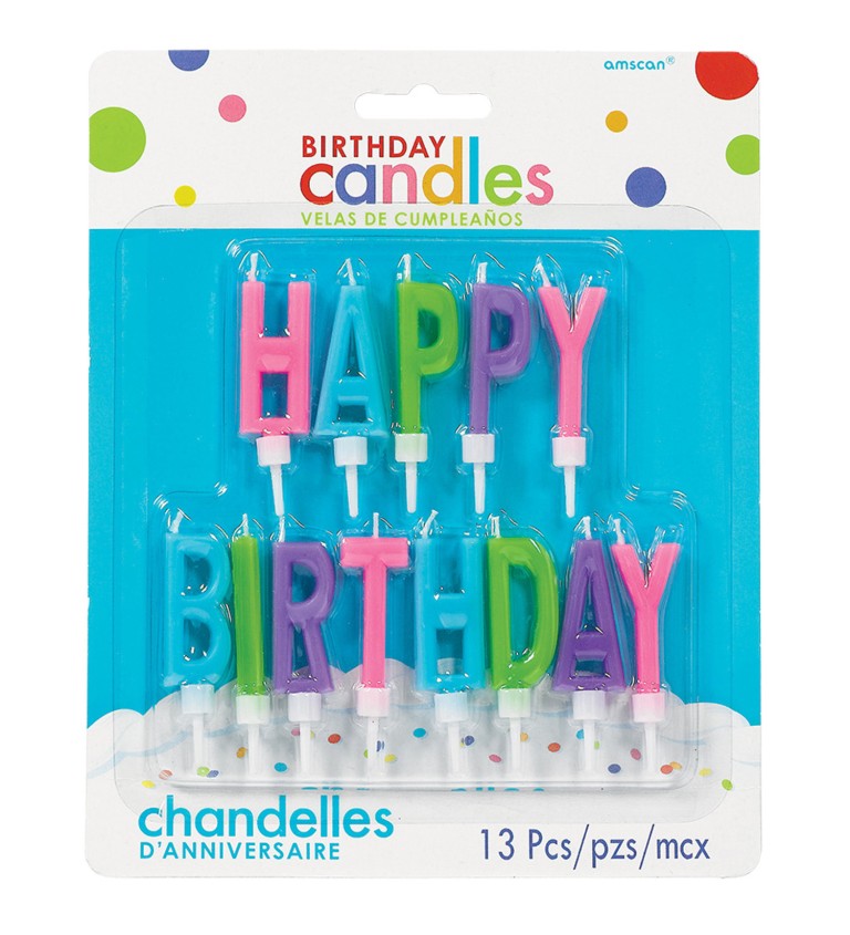 13 kusů svíček Happy Birthday