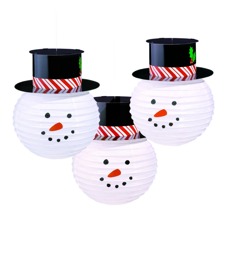 Vánoční lampióny sněhuláci sada