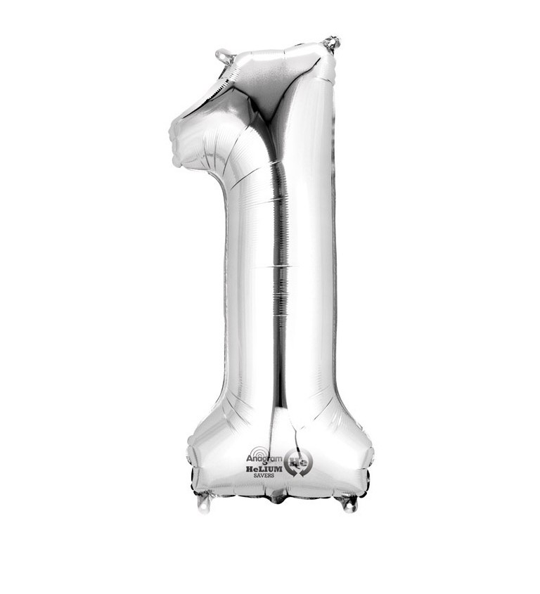 Stříbrná jednička fóliový balónek