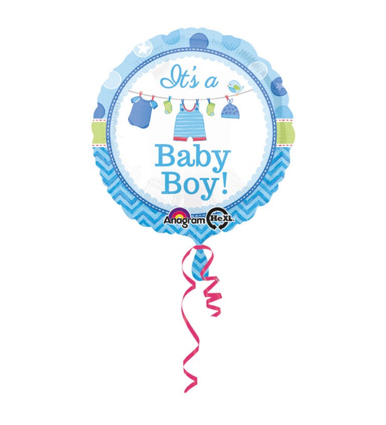 Baby boy modrý fóliový balónek