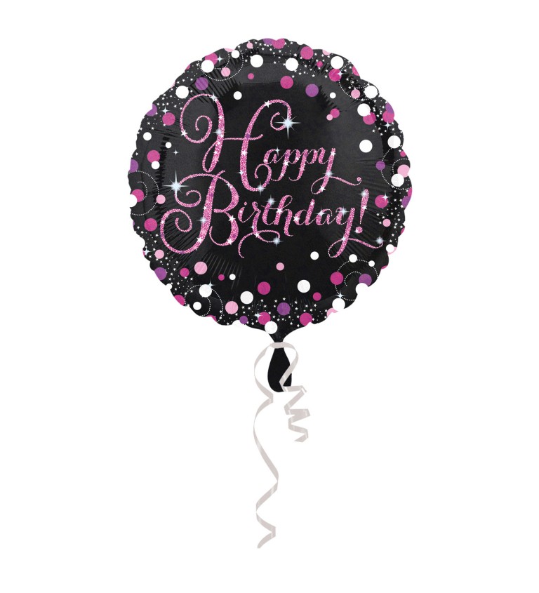 Kulatý růžový narozeninový fóliový balónek