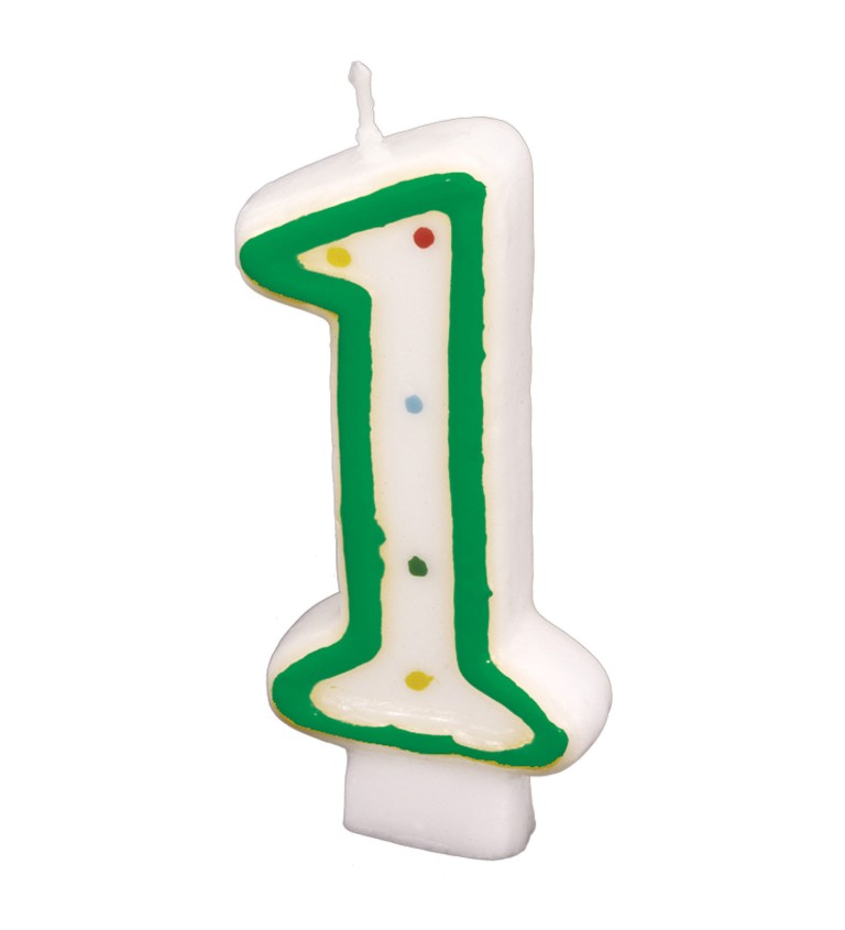 Zelená narozeninová svíčka " 1 "
