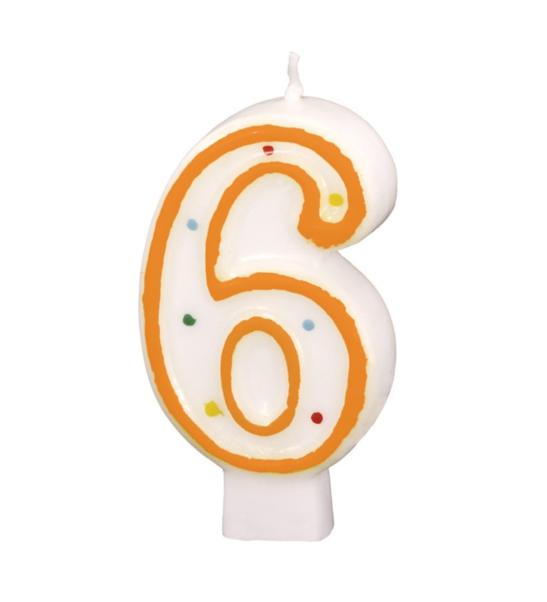 Oranžová narozeninová svíčka " 6 "