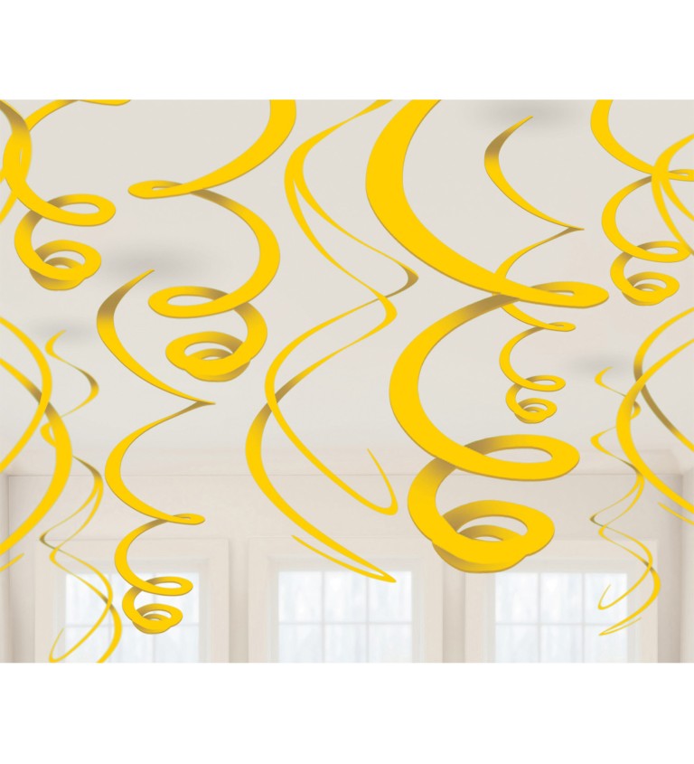 Dekorace - žluté závěsné spirály