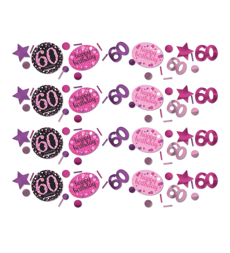 Narozeninové růžové konfety 60