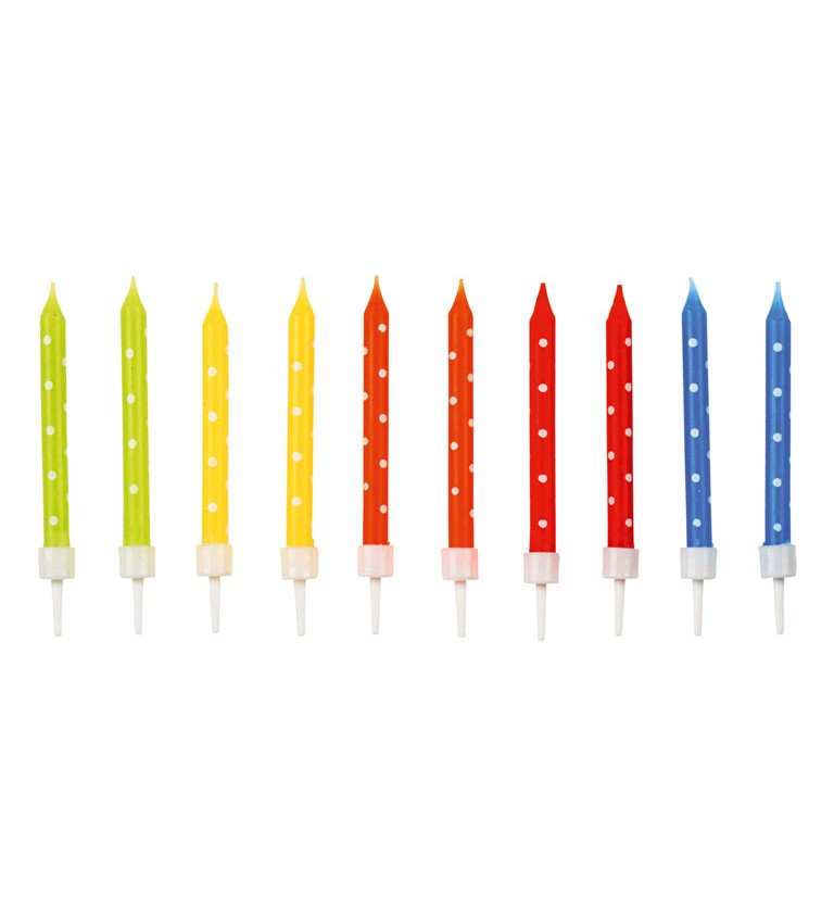 Svíčky - více barev s puntíky