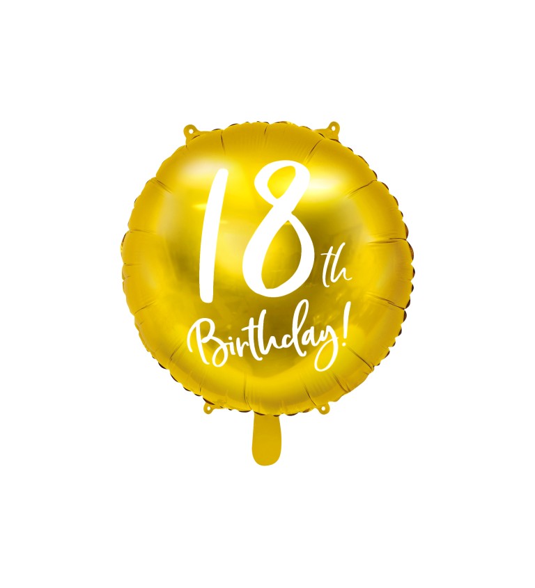 Fóliový balónek - 18th Birthday, zlatý