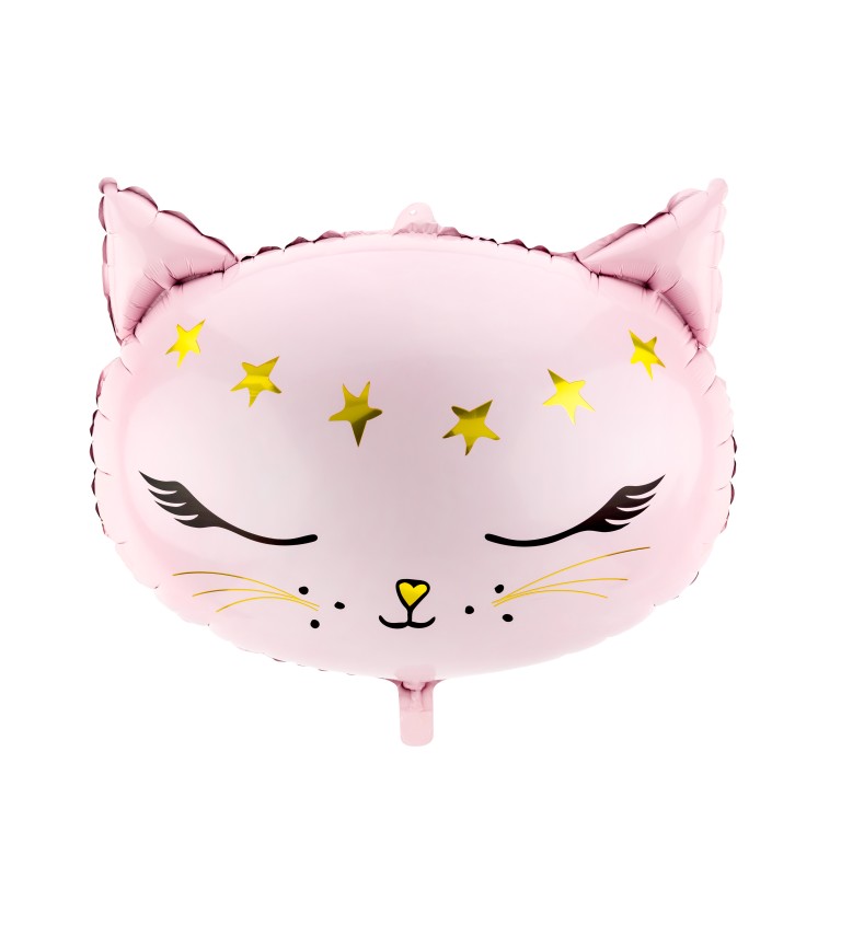 Fóliový balónek - kočka, růžová