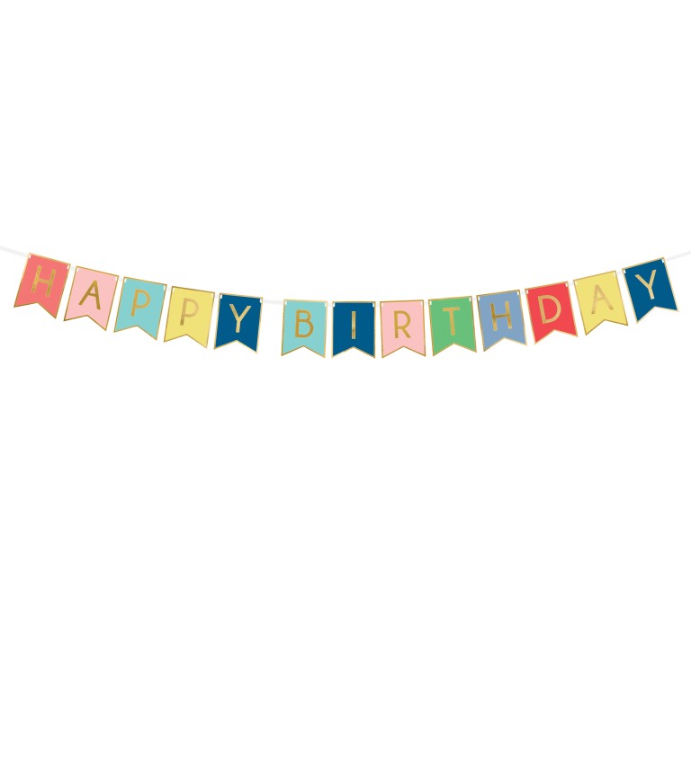 Girlanda - Happy Birthday, barevný mix