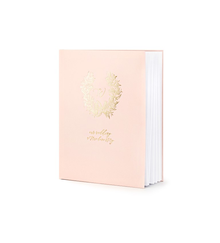 Svatební kniha - zlatý věnec, světle růžová
