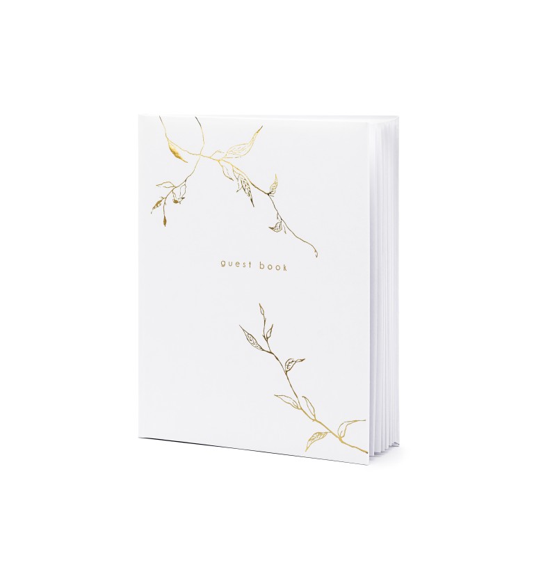 Svatební kniha - zlaté větvičky, bílá