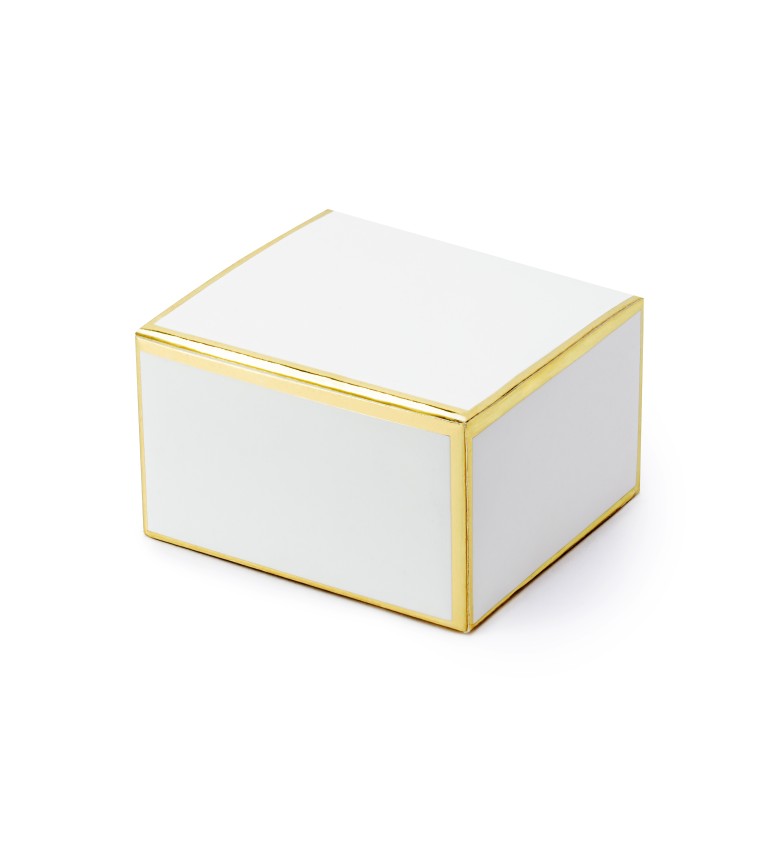Krabička - bílá, zlatý okraj (10 ks)