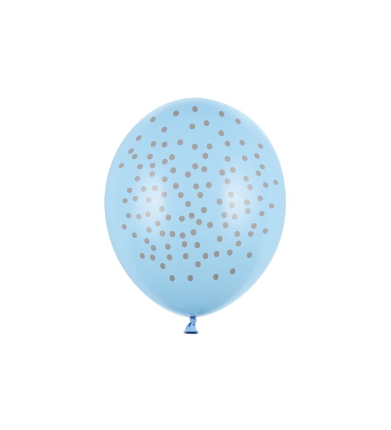 Pastelově modrý balónek s puntíky