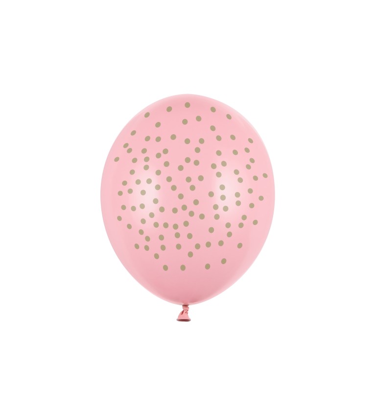 Balónek pastelově růžový s puntíky