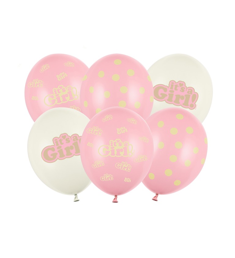 Balónek - It's a Girl, růžový (6ks)