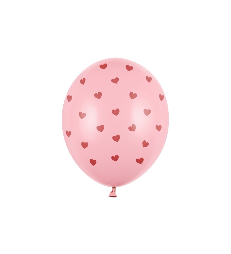 Balónek - malá srdíčka, růžový (6 ks)