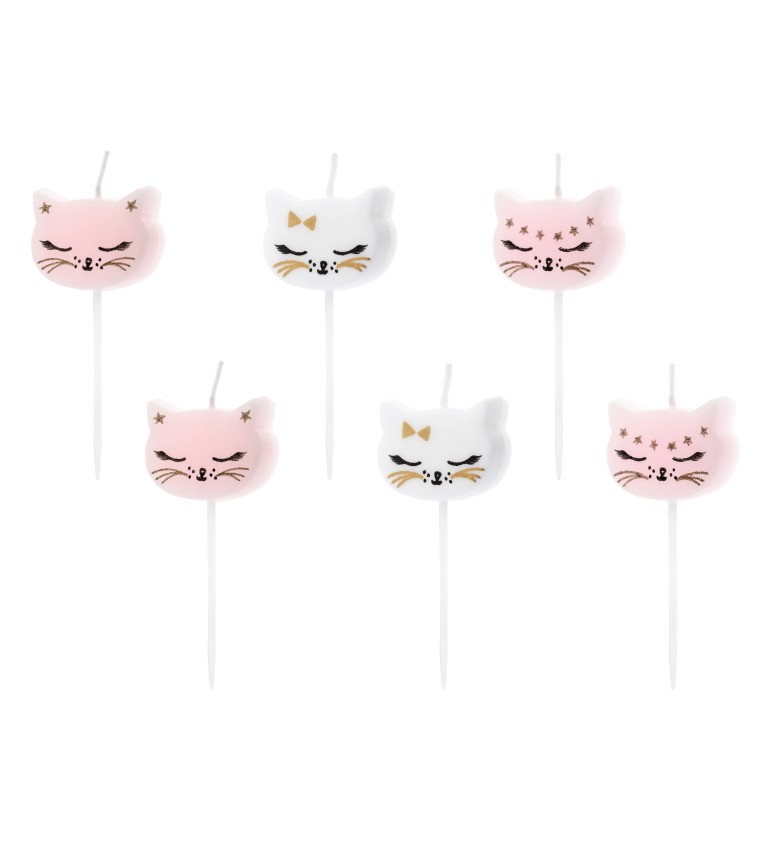 Dortové svíčky - kočka, růžové