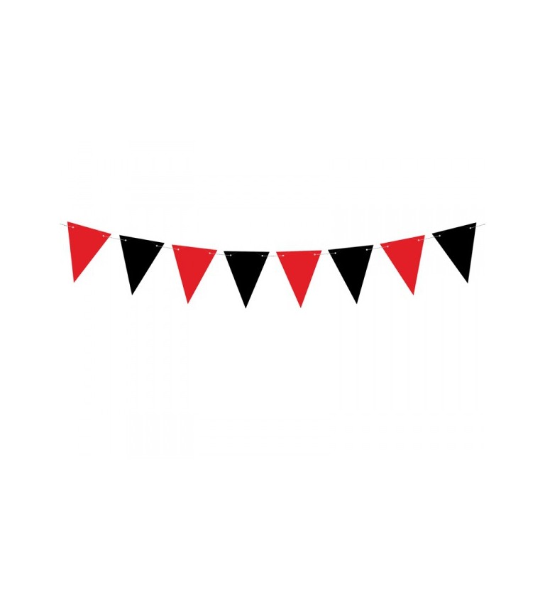 Vlaječková girlanda - černo-červená, pirátská