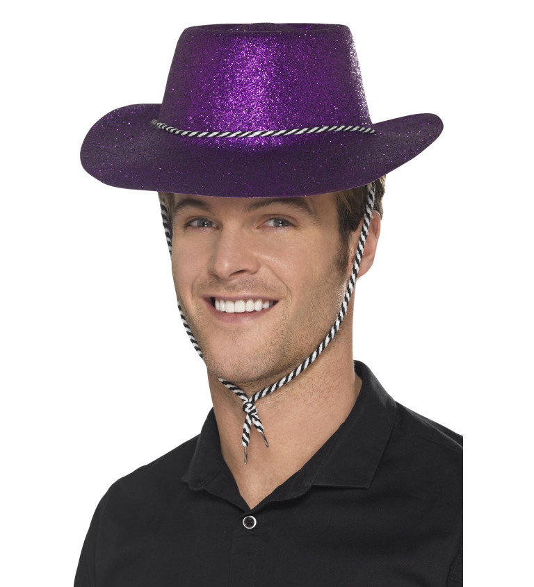 Kovbojský glitter klobouk fialový