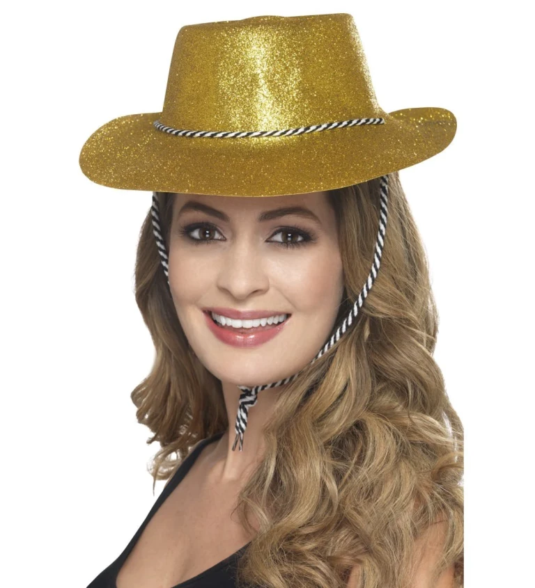 Kovbojský glitter klobouk zlatý