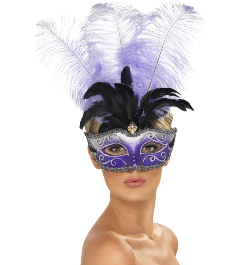 Benátská maska Lady Baroque - fialová II