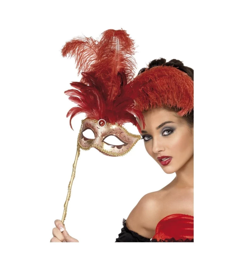 Benátská maska Lady Baroque - červená