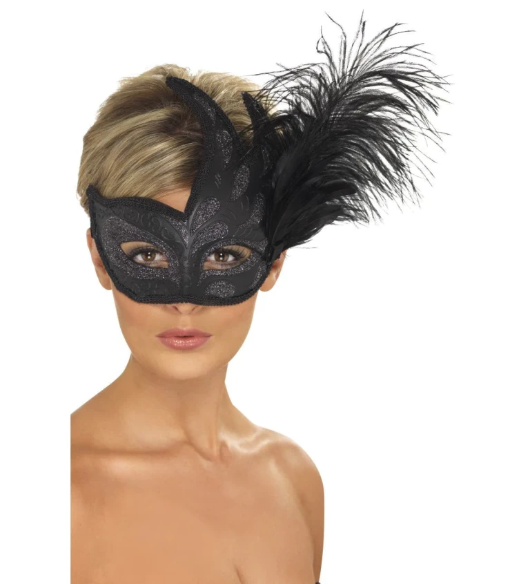 Benátská maska Noční můra - černá