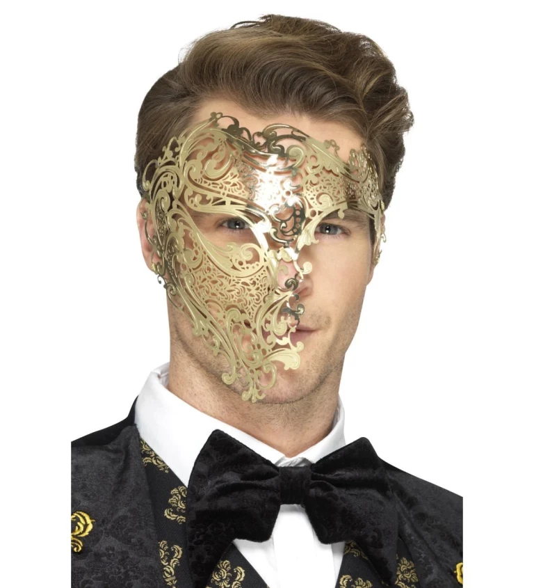 Filigránová zlatá maska Fantom