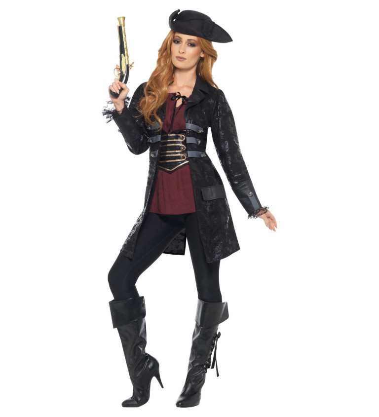 Černý dámský pirátský kabát
