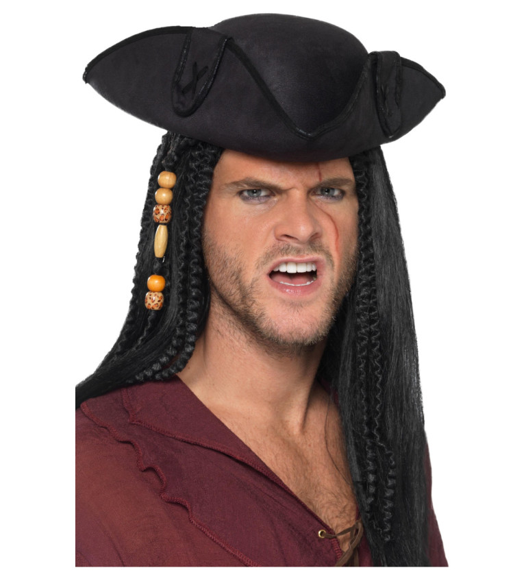 Černý pirátský klobouk s křížkem