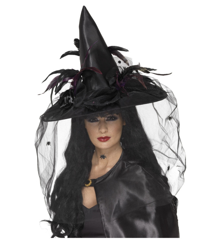 Čarodějnický klobouk deluxe v černé barvě
