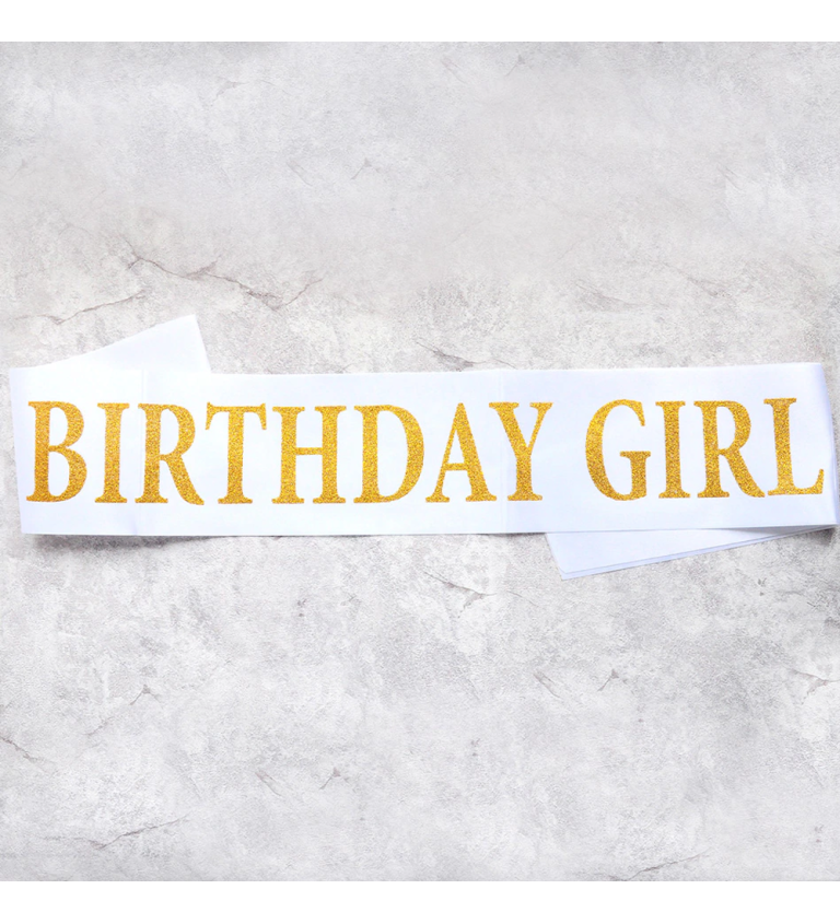 Šerpa - bílá, nápis Birthday Girl