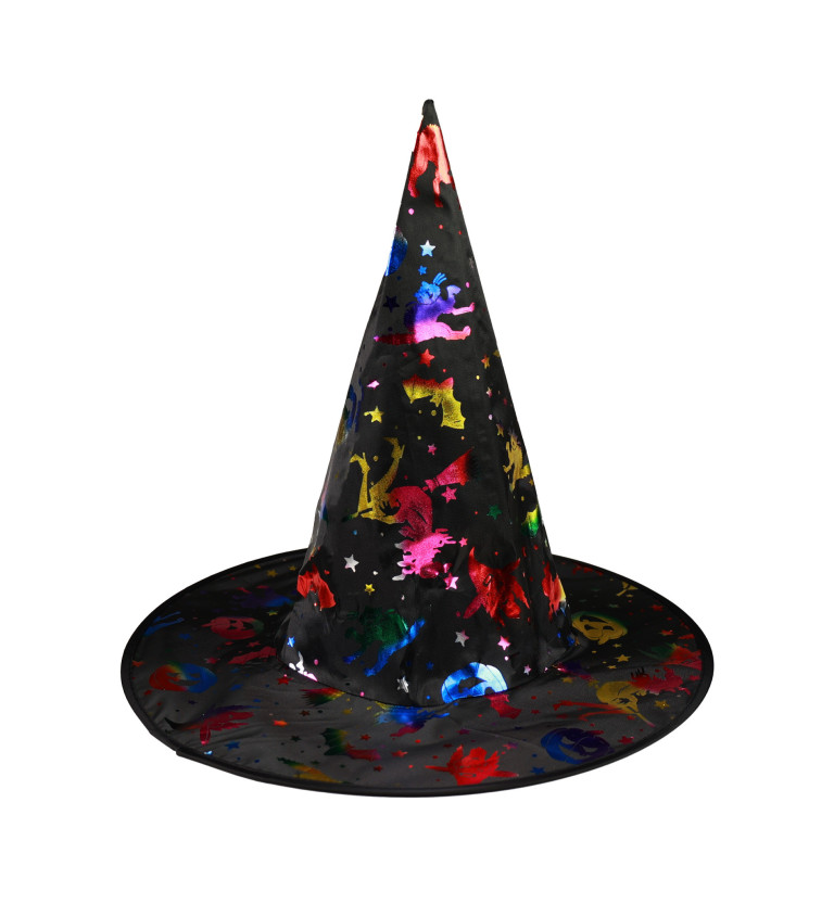 Čarodějnický barevný klobouk